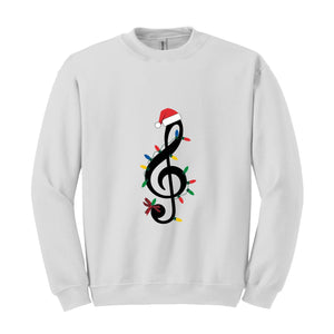 Music Christmas Lights Sweatshirt, Music Lover Hoodie, Instrument Christmas Hoodie, Musician Christmas Hoodie, Music Hoodie