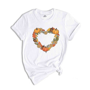 Pumpkin Heart Shirt, Thanksgiving Family Shirt, Autumn Floral Tee, Pumpkin and Acorn Tee, Cute Fall Outfit, Family Matching Shirts