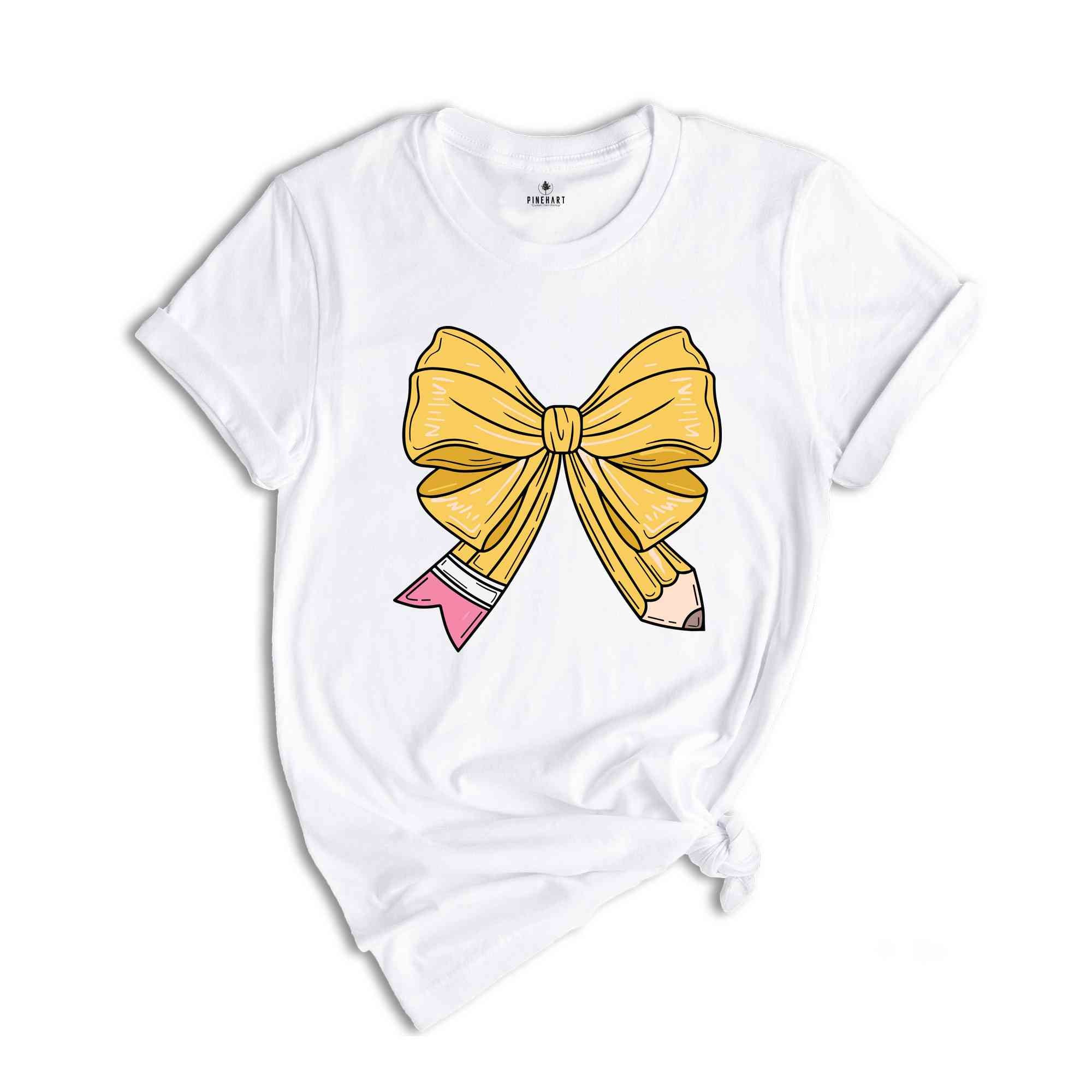 Coquette Teacher T-Shirt, Coquette Pencil Bow T-Shirt, Back to School Tee, Teacher Appreciation Gift, Gifts For Teachers