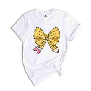 Coquette Teacher T-Shirt, Coquette Pencil Bow T-Shirt, Back to School Tee, Teacher Appreciation Gift, Gifts For Teachers