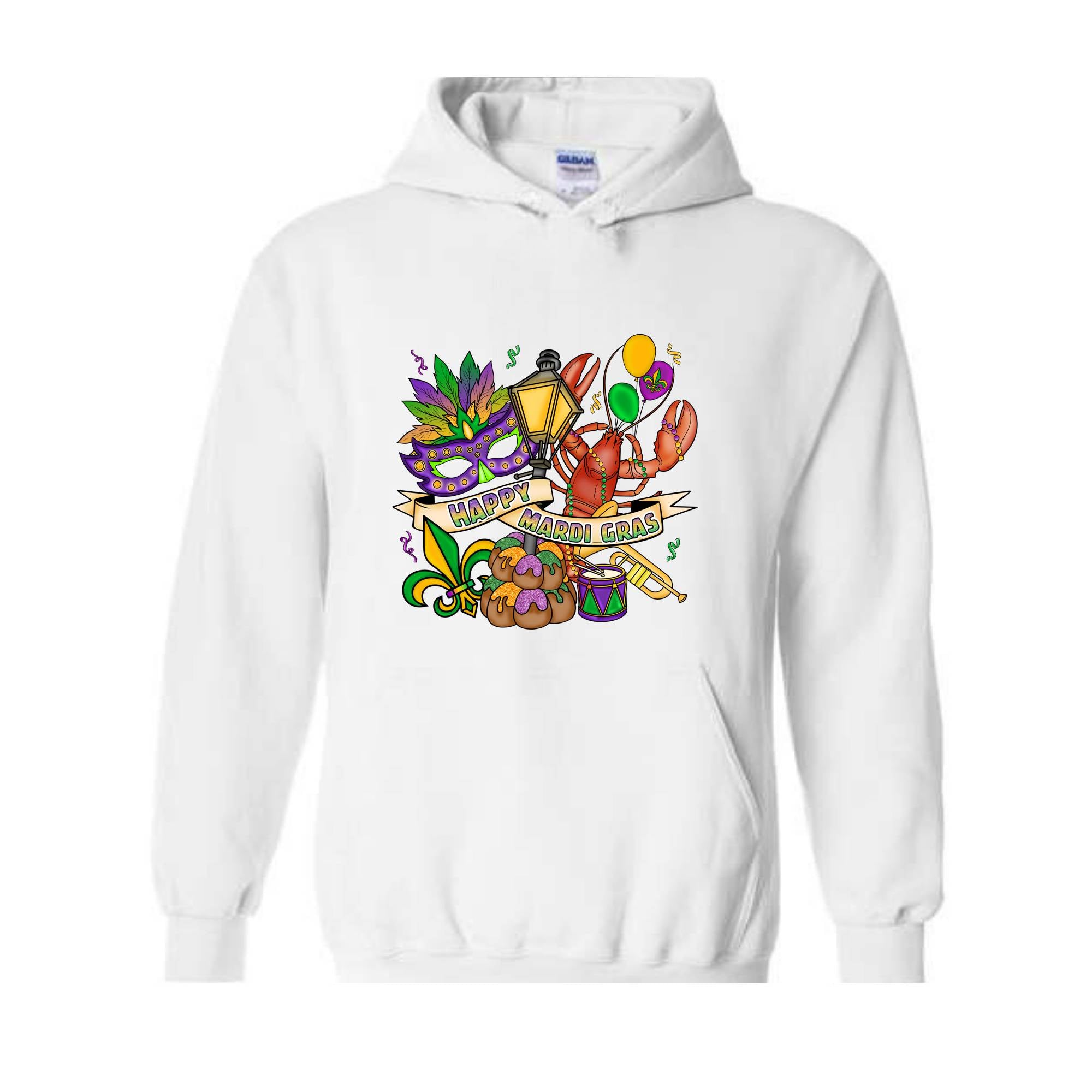 Mardi Gras Theme Sweatshirt, Festival Ready Hoodie, Colorful Carnival Sweater, Party Wear, Mardi Gift