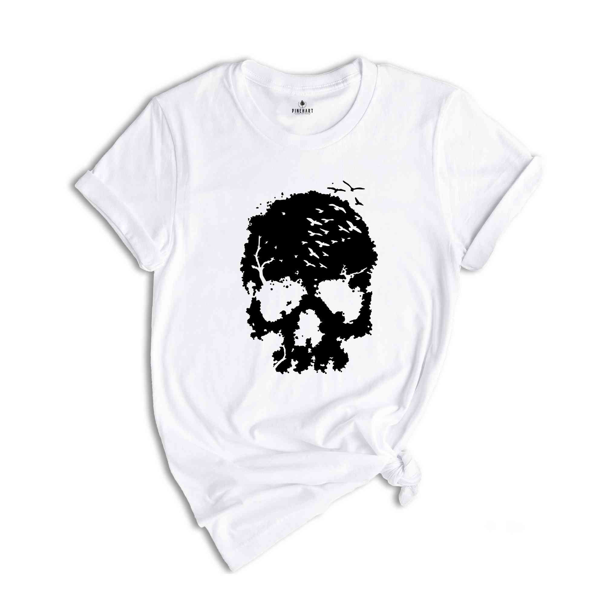 Halloween Skull Shirt, Skull Shirt, Skull with Birds Shirt, Halloween Party Shirt, Cute Halloween Shirt, Cute Skull Shirt