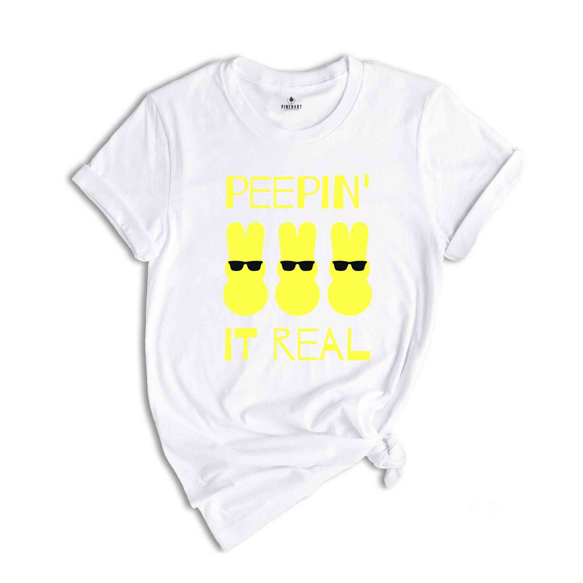 Peepin' It Real T-Shirt, Cartoon Bunny Shirt, Springtime Celebration Shirt, Cool Peeps T-Shirt for Easter, Sunglasses Bunny Easter Shirt