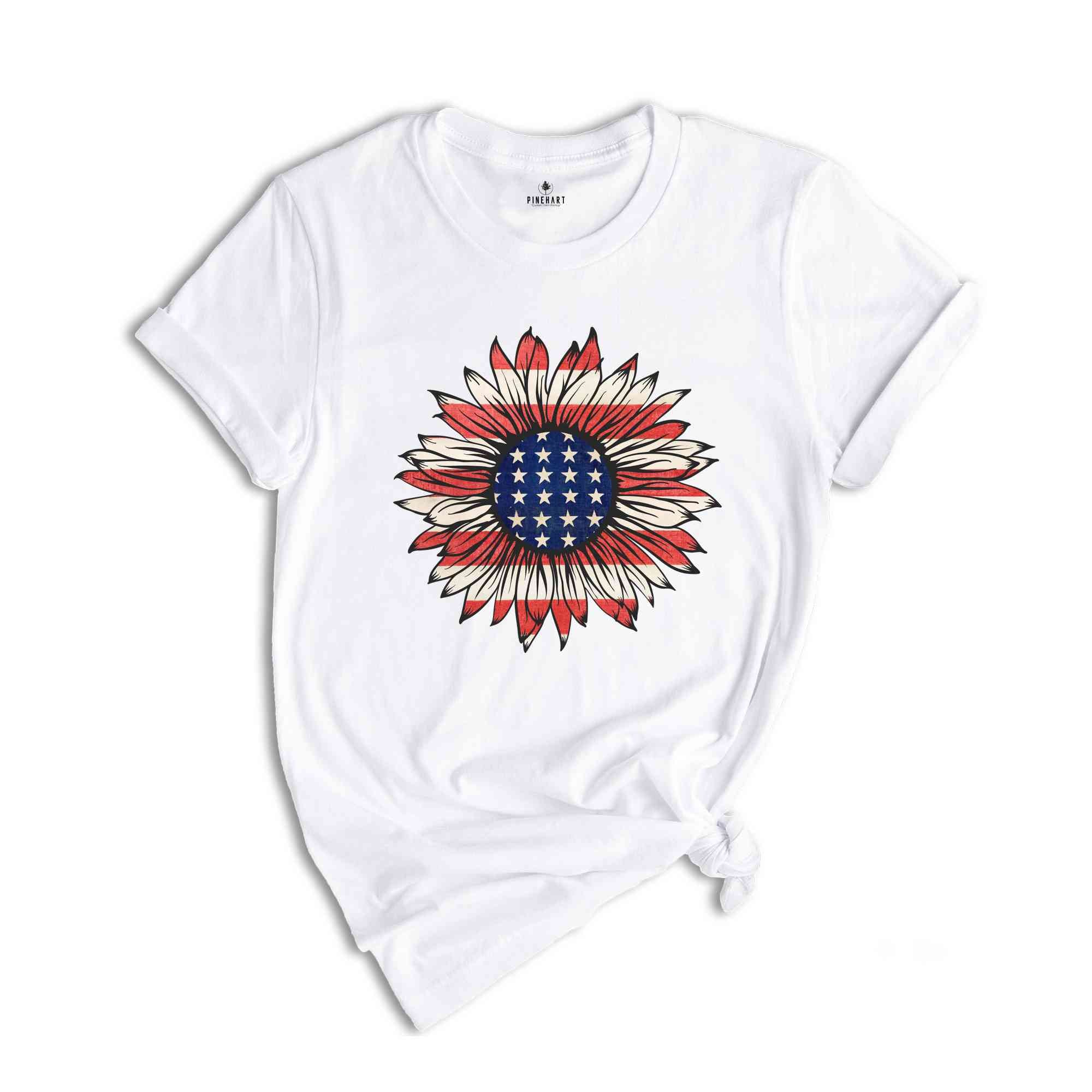 American Sunflower Shirt, 4th Of July Shirt, USA Shirt, Patriotic Shirt, Independence Day Shirt, Red White And Blue, Fourth Of July