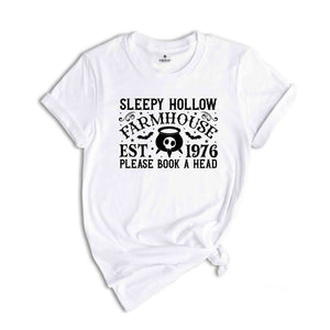 Sleepy Hallow Farmhouse Est. 1976 Please Book A Head Shirt, Halloween Shirt, Spooky Pumpkin Shirt, Halloween Party Shirt