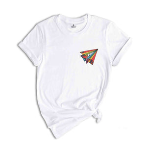 Pocket LGBT Shirt, Pride Paper Plane, LGBT Flag Shirt, Bisexual Shirt, Straight Ally, Lesbian T-Shirt, Rainbow Shirt, Gay Pride Shirt