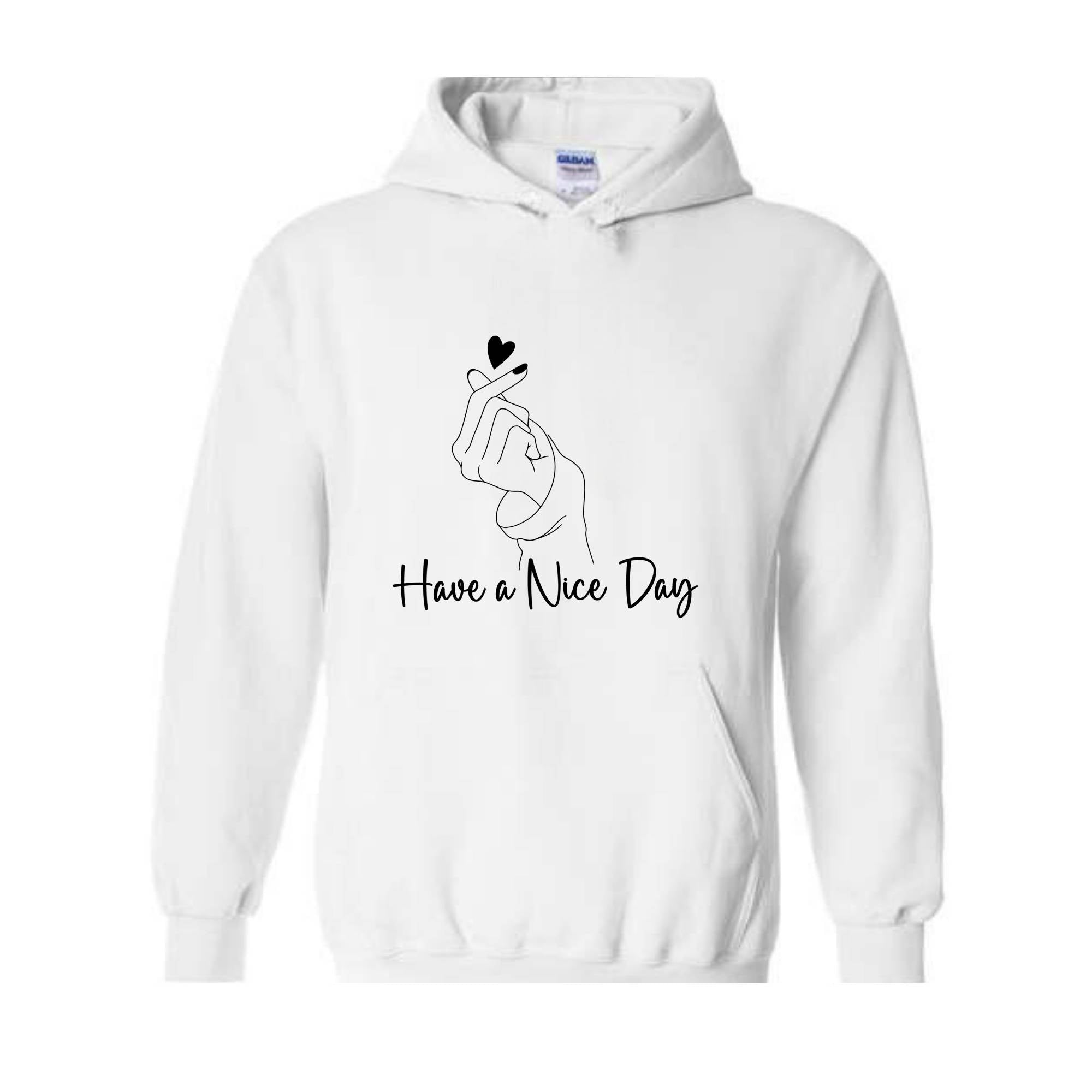 Korean Heart Sweater, Heart with hand Sweater, Positive Phrase Sweater, Have a Nice Day Sweatshirt, Love Sweater. Love Day Sweater