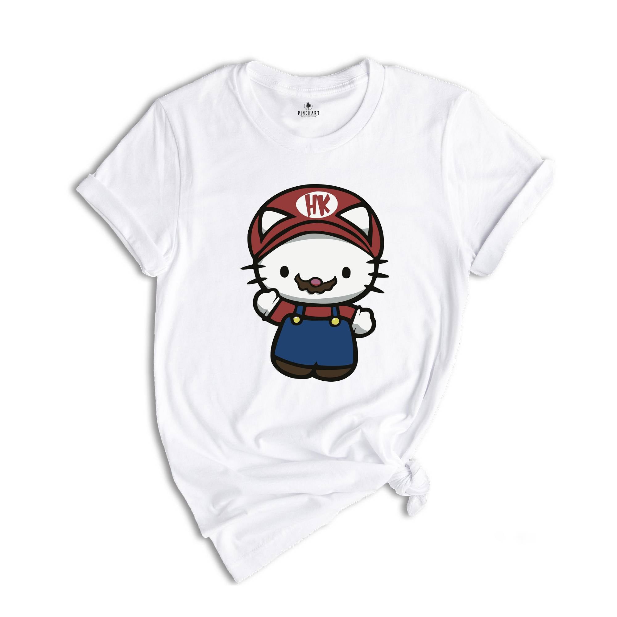 Hello Kitty Super Mario Shirt, Cute Mario Shirt, Adorable Shirt, Super Mario Gift, Super Mario Lover Tee, Hello Kitty Fan Gift