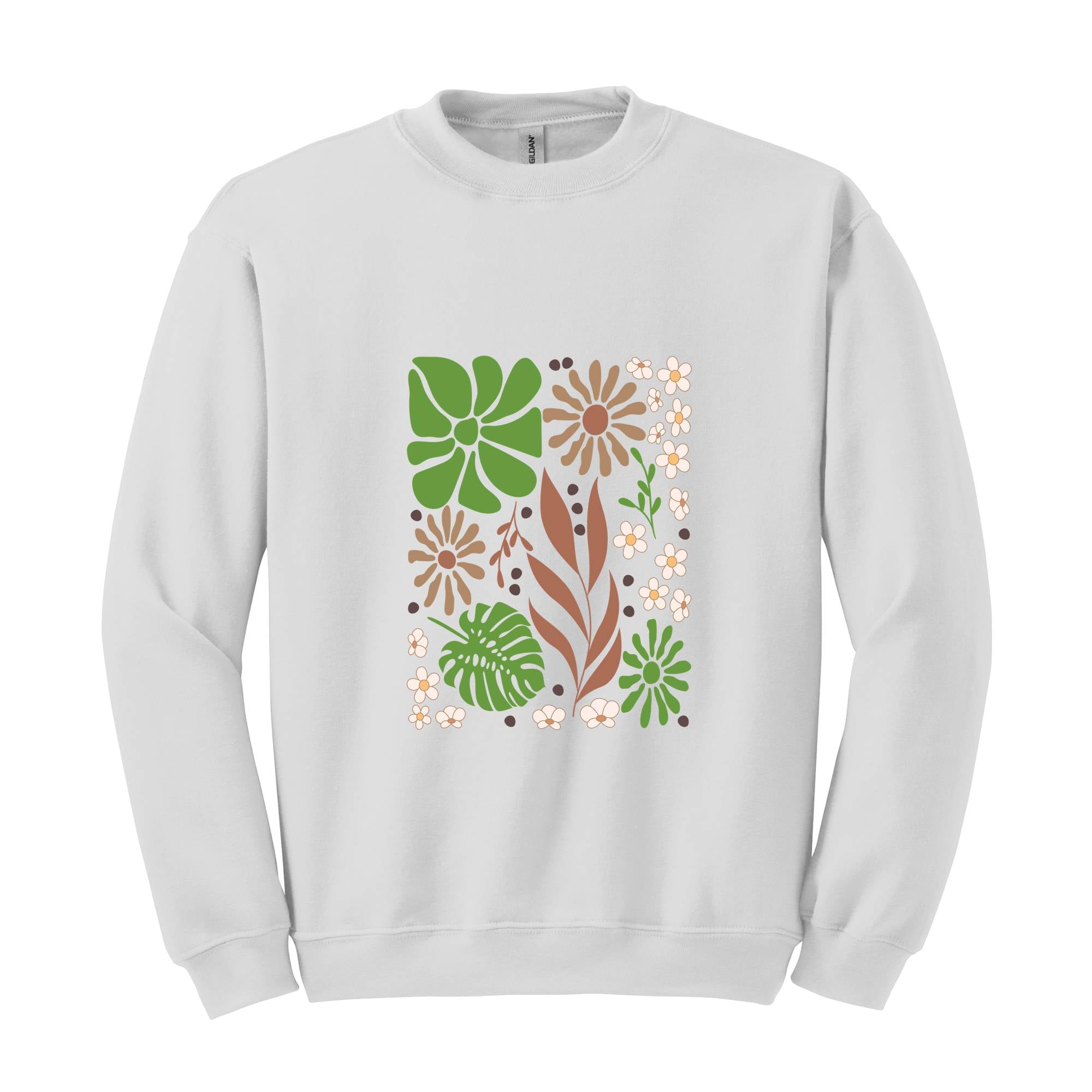 Boho Flowers Sweatshirt, Women Floral Minimalist Sweatshirt, Floral Sweatshirt, Boho Wildflowers Sweatshirt