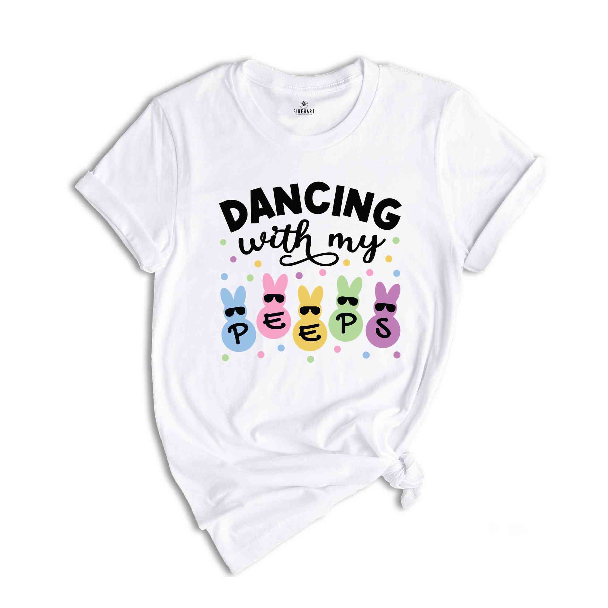 Dancing With My Peeps Shirt, Dancing Bunny with Sunglasses T-Shirt, Easter Bunny Shirt, Easter Day Gift, Easter Kids T-Shirt