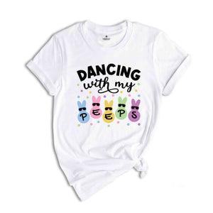 Dancing With My Peeps Shirt, Dancing Bunny with Sunglasses T-Shirt, Easter Bunny Shirt, Easter Day Gift, Easter Kids T-Shirt