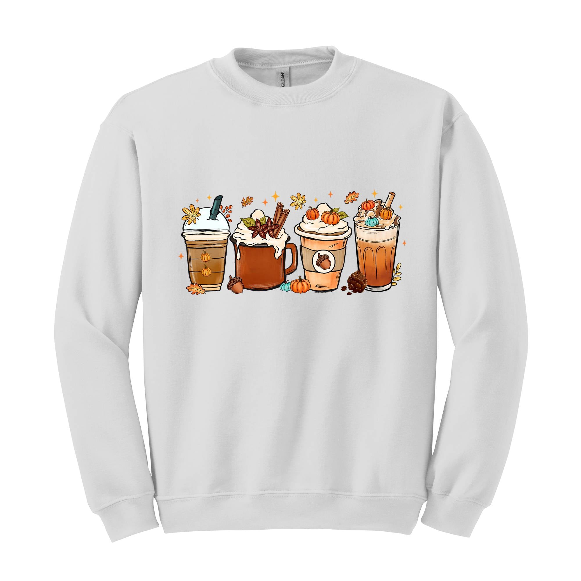 Fall Coffee Sweatshirt, Halloween Pumpkin Latte Drink Cup, Halloween Fall Sweatshirt, Coffee Lover Sweatshirt, Thanksgiving Sweatshirt