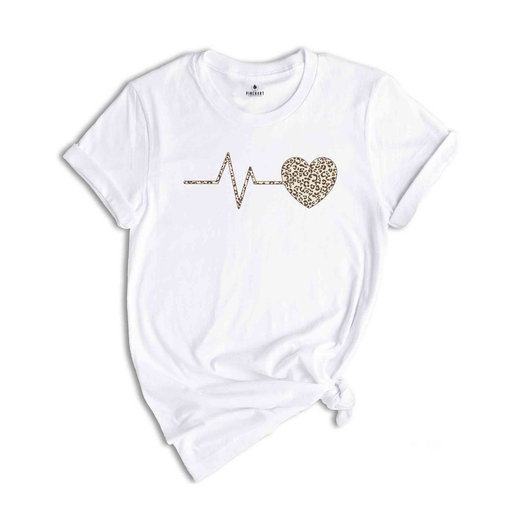 Leopard Heartbeat Shirt, Pulse Shirt, Nurse Shirt, Health Care Shirt, Leopard Heart Shirt, Lifeline Shirt, Cardiogram Shirt