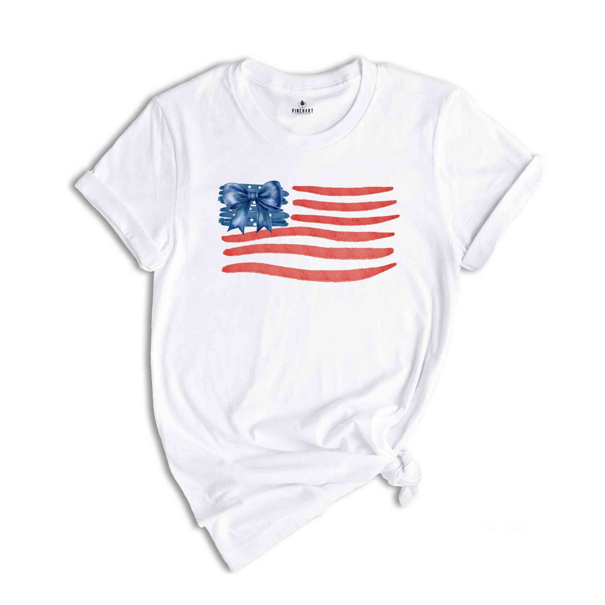 Coquette 4th of July T-Shirt, American Flag Shirt, Retro Independence Day Shirt, Fourth Of July Gifts