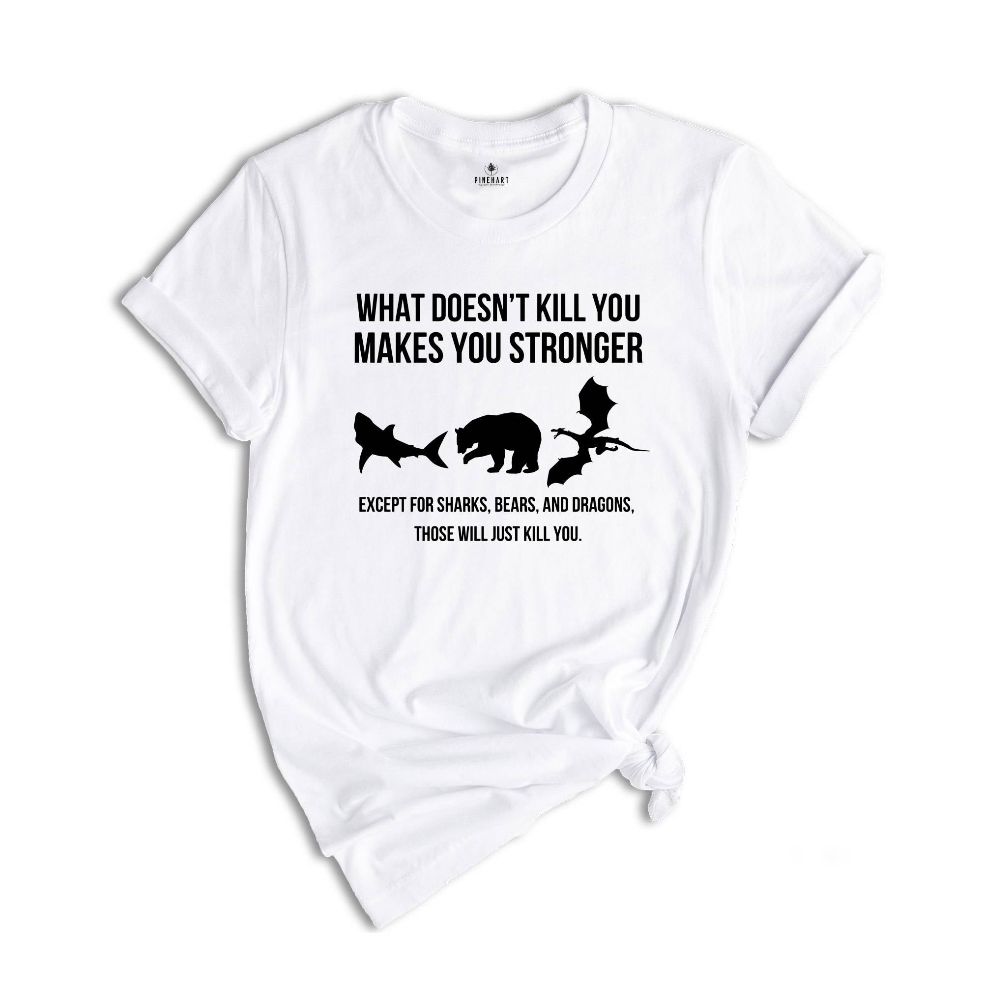 What Doesn’t Kill You Makes You Stronger Shirt, Except For Sharks Bears and Dragons Those Will Just Kill You T-shirt, Funny Birthday Gift