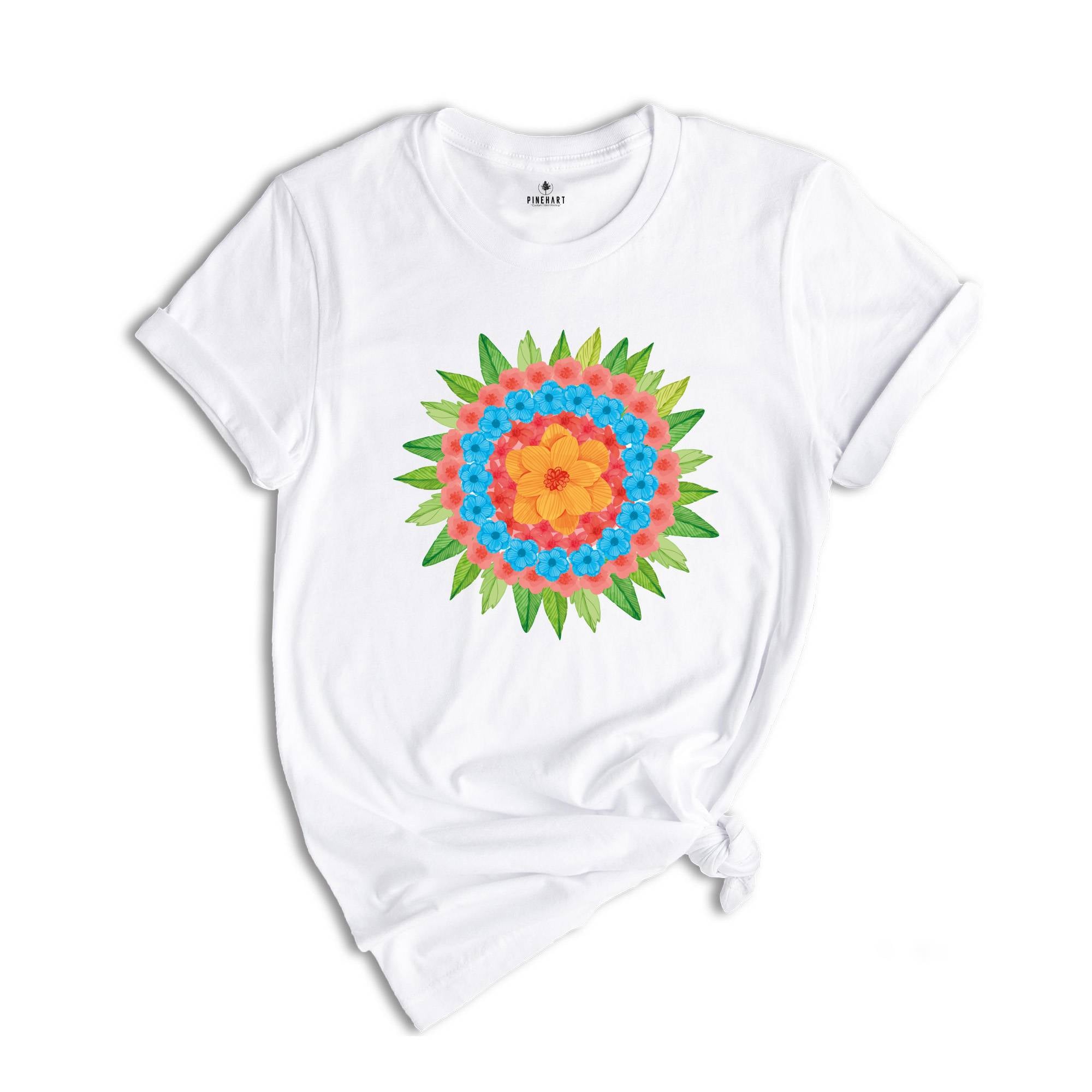 Mandala Shirt, Floral Mandala T-Shirt, Spring Floral Shirt, Flower Shirt, Florist Gift, Gift for Bestie, Mandala Lover Tee