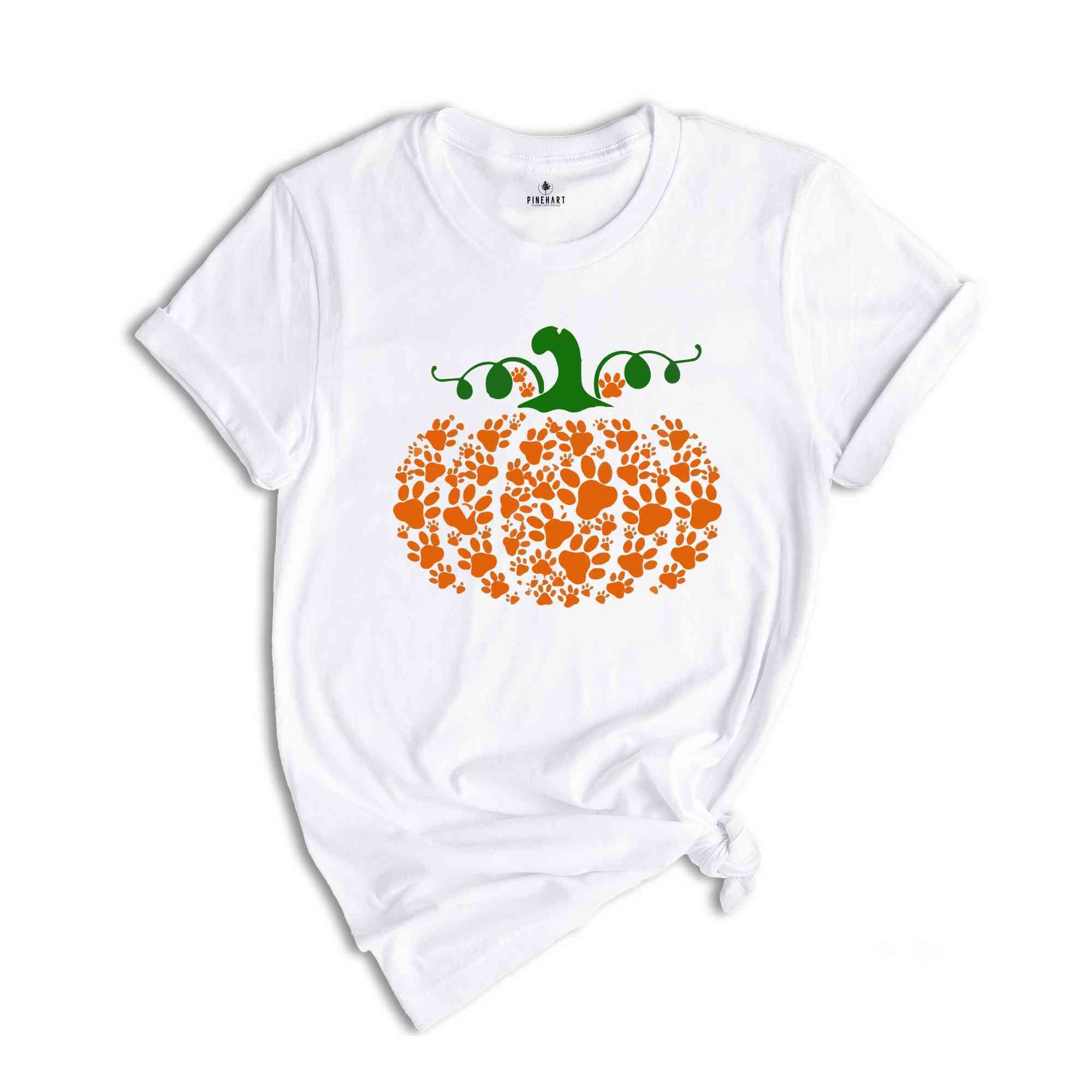 Paw Pumpkin Shirt, Paw Print Shirt, Pumpkin Dog Shirt, Dog Halloween Shirt, Retro Pumpkin Tee, Halloween T-Shirt