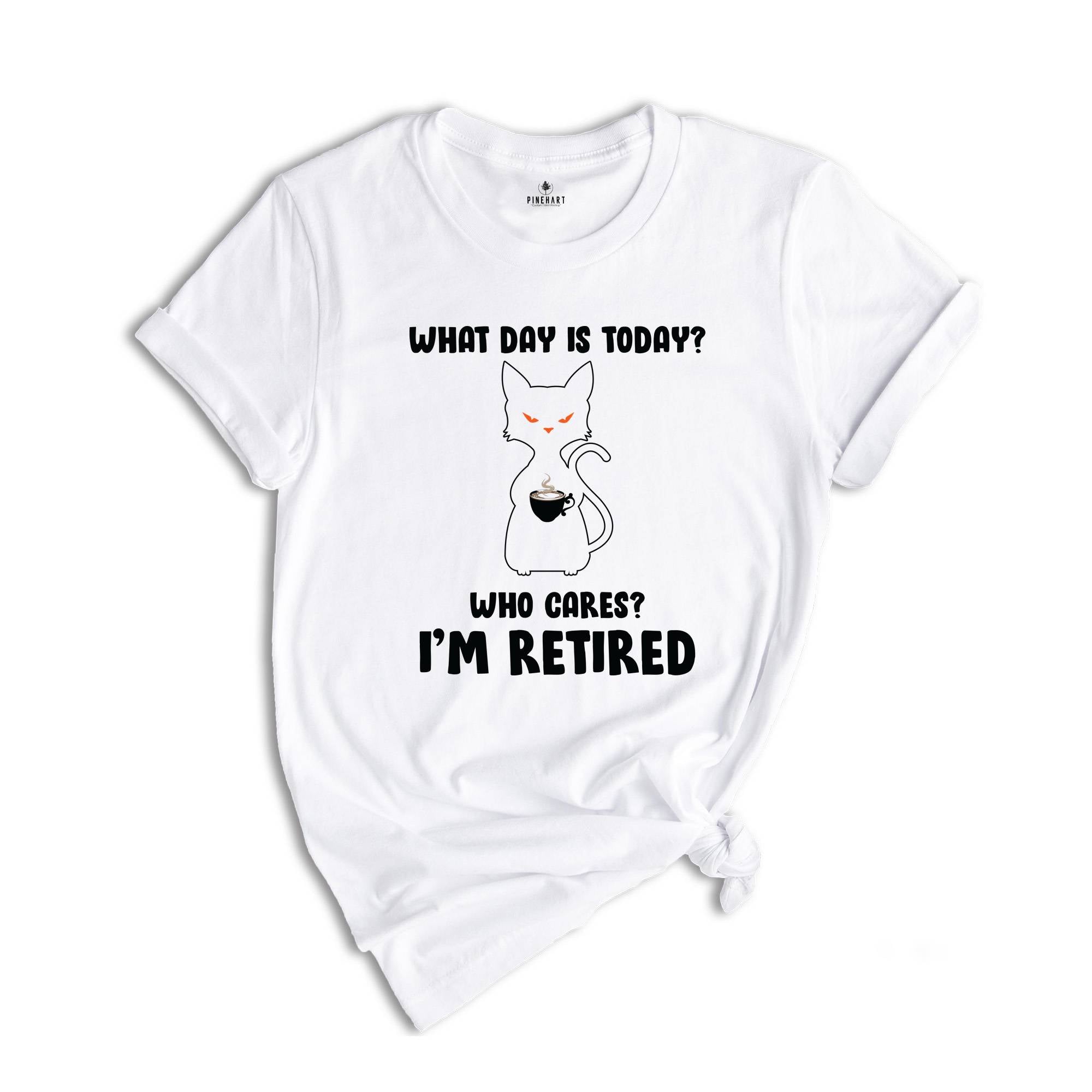 What Day Is Today Who Cares I'm Retired Shirt, Retired 2025 Shirt, Funny Black Cat Shirt, Retirement Gift, Funny Retired Shirt