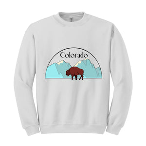 Colorado State Sweatshirt, Trendy State Sweatshirt, Colorado Mountain Sweatshirt, Mountain Sweatshirt, Buffalo Sweatshirt, Holiday Hoodie