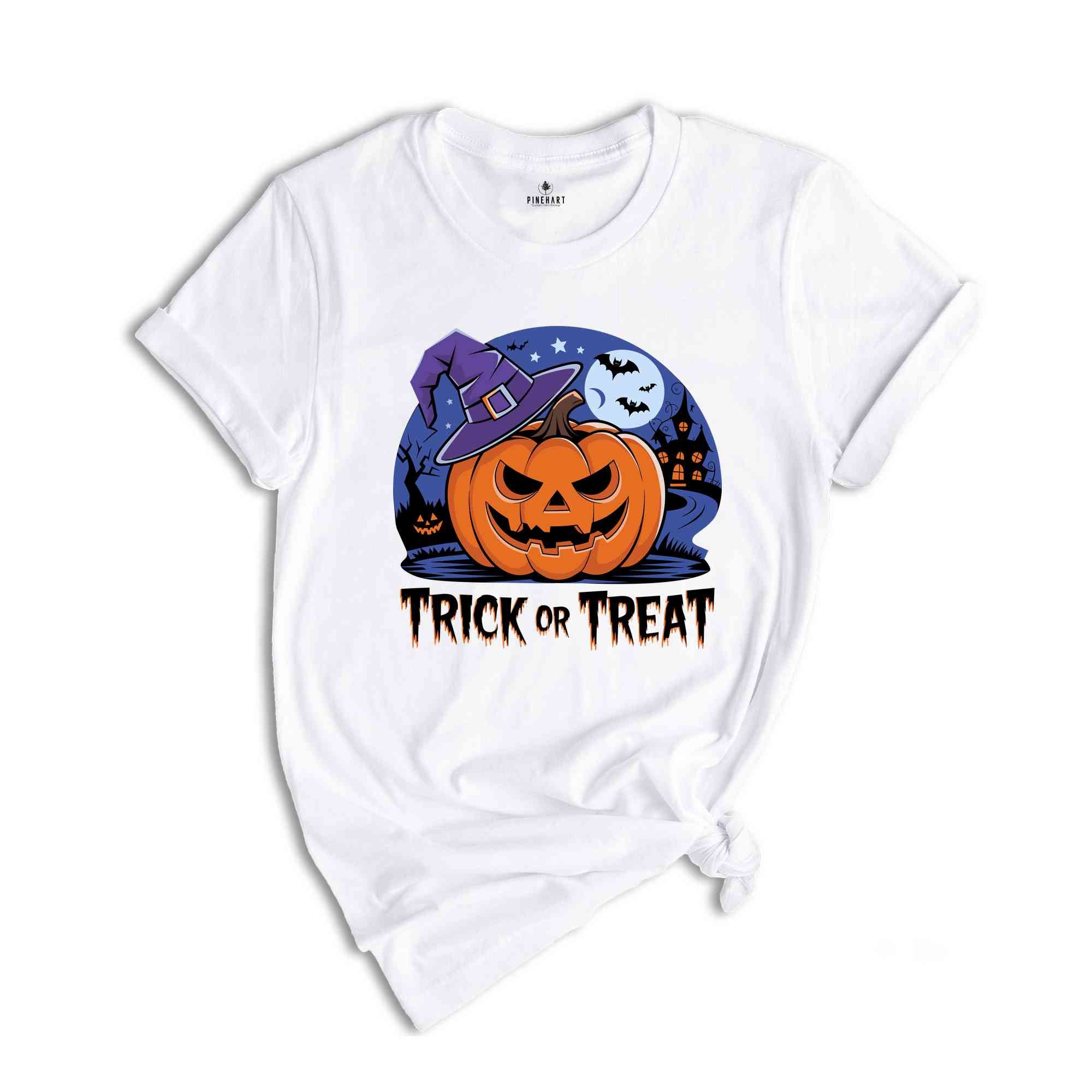 Trick or Treat Shirt Shirt, Halloween Town Shirt Gift, Funny Halloween Shirt, Pumpkin and Bats Shirt, Halloween Party Gift, Halloween Shirt