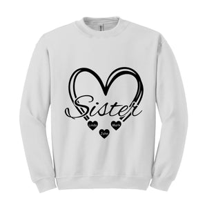 Custom Sisters Sweatshirt, Sisters Heart Sweatshirt, Names In Heart , Personalized Sweatshirt, Sister Day