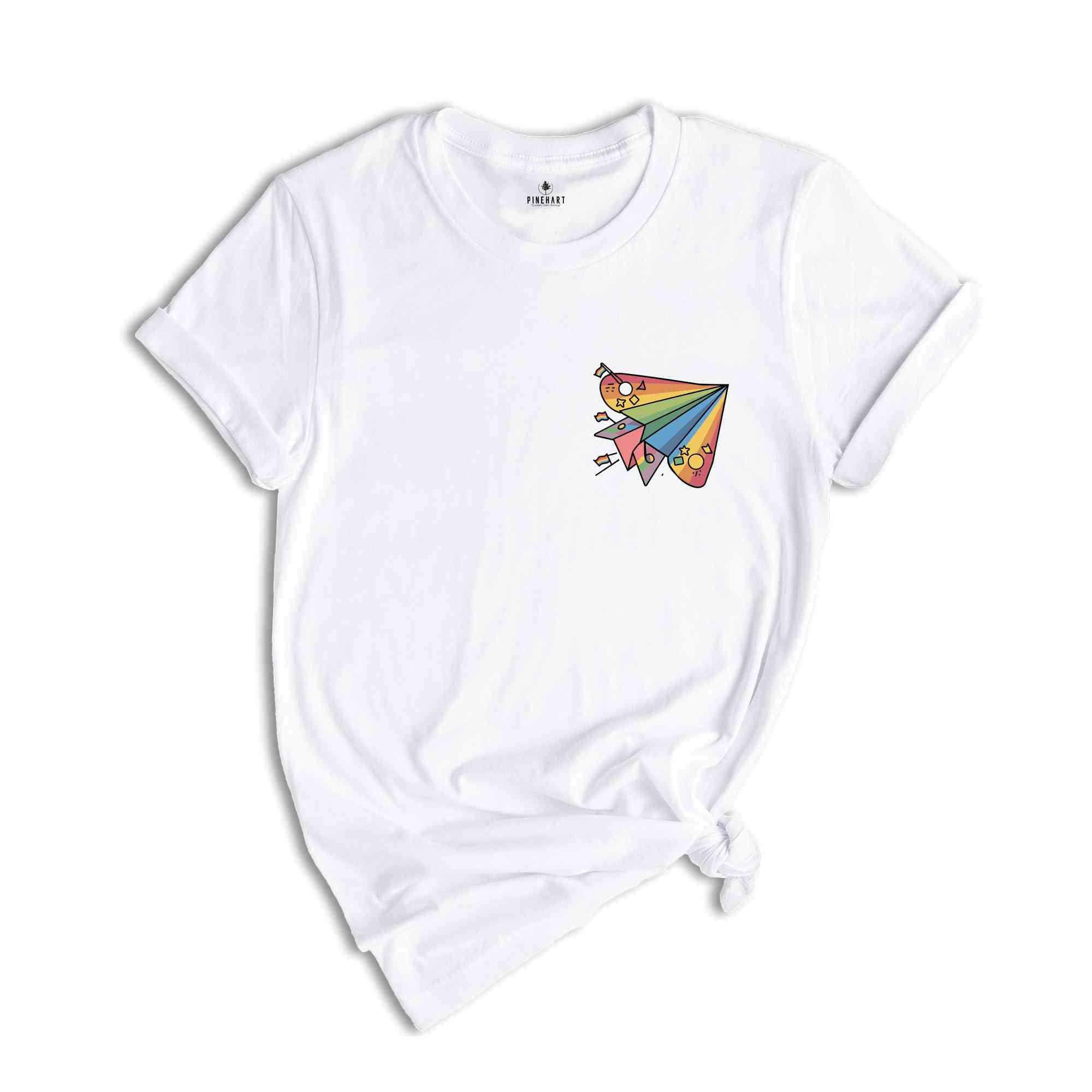 Pocket LGBT Shirt, Pride Paper Plane, LGBT Flag Shirt, Bisexual Shirt, LGBT Shirt Gift, Lesbian T-Shirt, Gay Pride Shirt