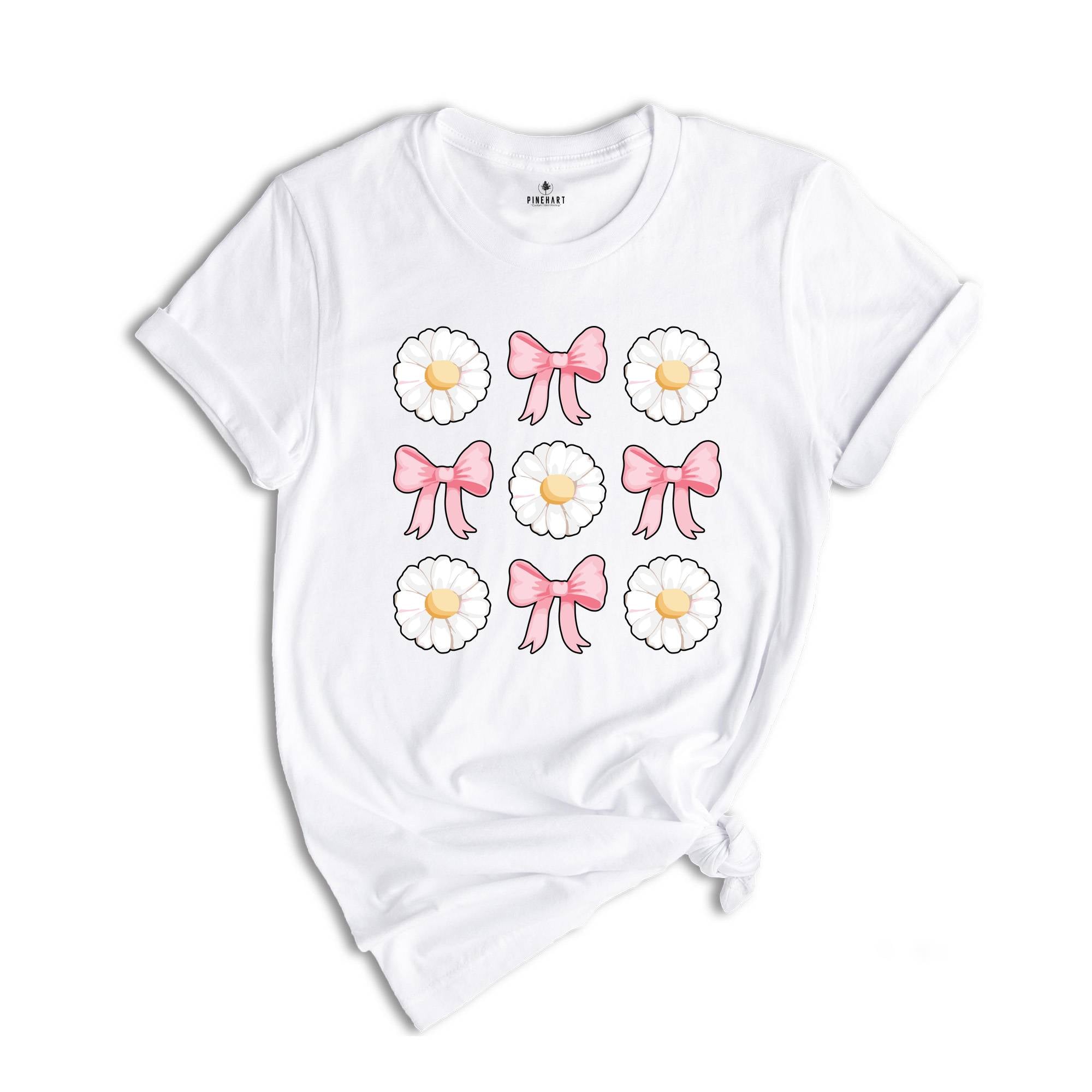 Coquette Daisy Shirt, Coquette Shirt, Bowknot Shirt, Daisies Shirt, Cute Summer Shirt, Daisy Shirt, Flowers Shirt, Bows Shirt, Pink Bow Tee