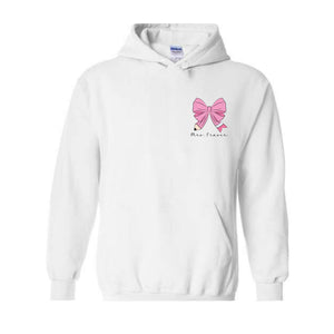 Custom Teacher Coquette Bow Hoodie , Custom Teacher Name Hoodie, Teacher Appreciation Gift, Cute Teacher Christmas Shirt, Back To School