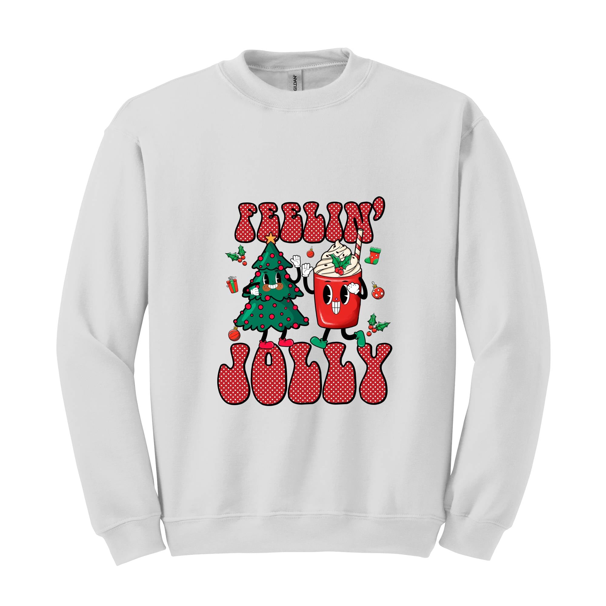 Feelin' Jolly Sweatshirt, Cute Christmas Sweater, Christmas Party Outfit, Christmas Crewneck Sweatshirt, Holiday Sweater, Christmas Gift