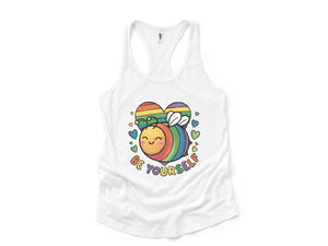 Cute LGBTQ Bee Tank Top, LGBTQ Pride Tank Top, Gay Pride Tank Top, Pride Month Tank Top, Love Is Love Tank Top, Rainbow Heart Tank Top