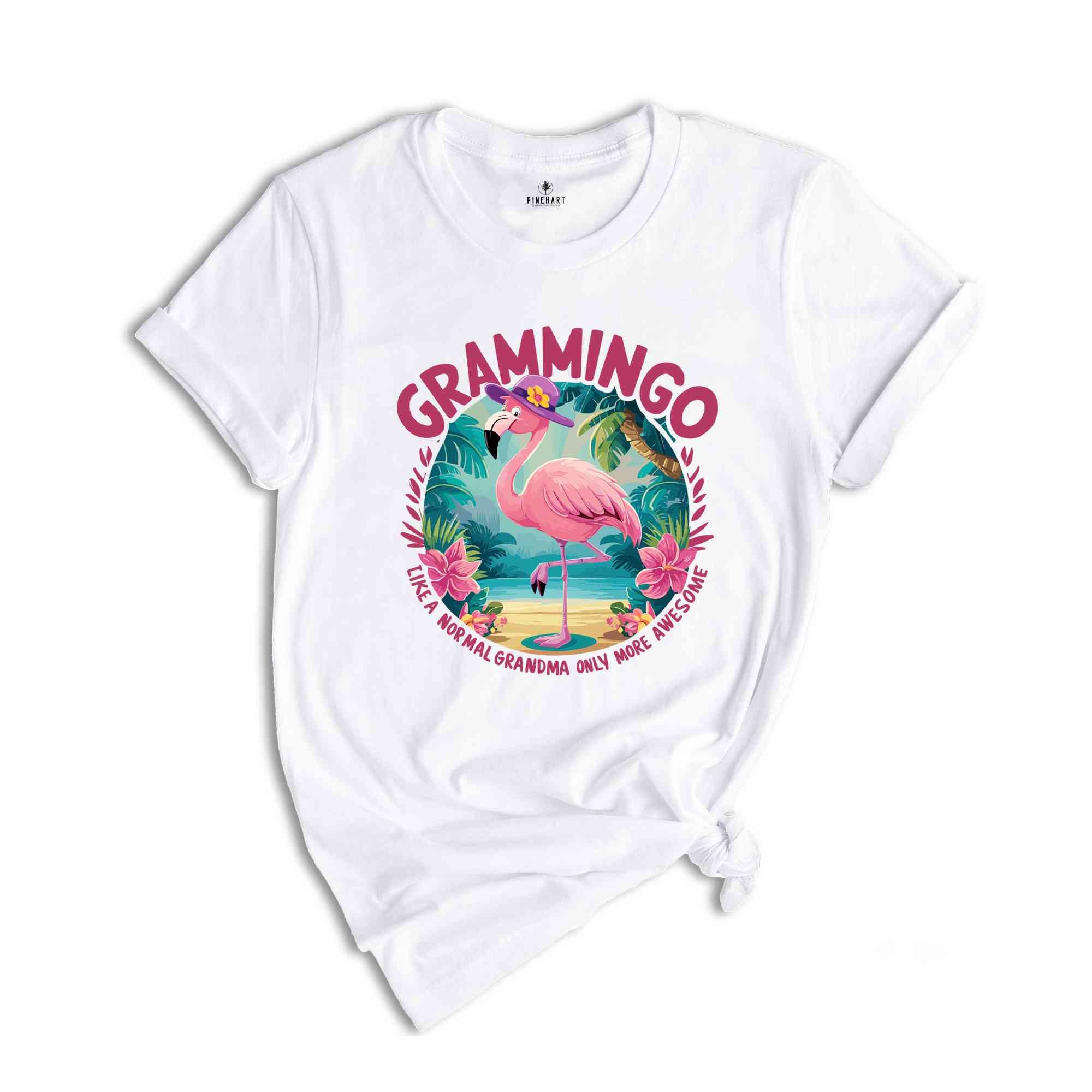 Grammingo Grandma Shirt, Grandma Gift, Grandma Shirt, Flamingo Grammingo Like A Normal Grandma Only More Awesome TShirt