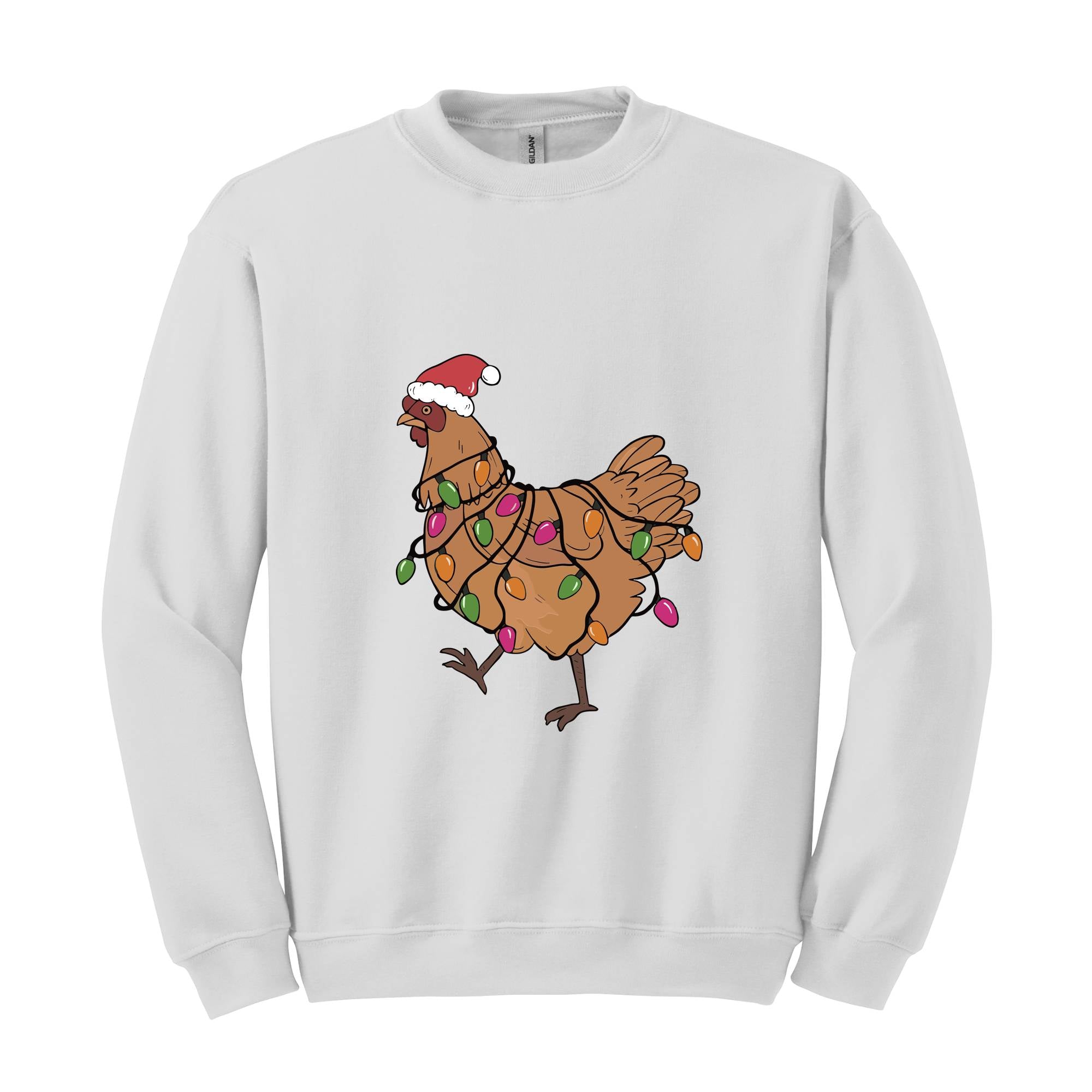 Chicken Christmas Lights Sweatshirt, Animal Christmas Sweatshirt, Farm Christmas Sweatshirt, Funny Chicken Lover, Women Chicken Hoodie