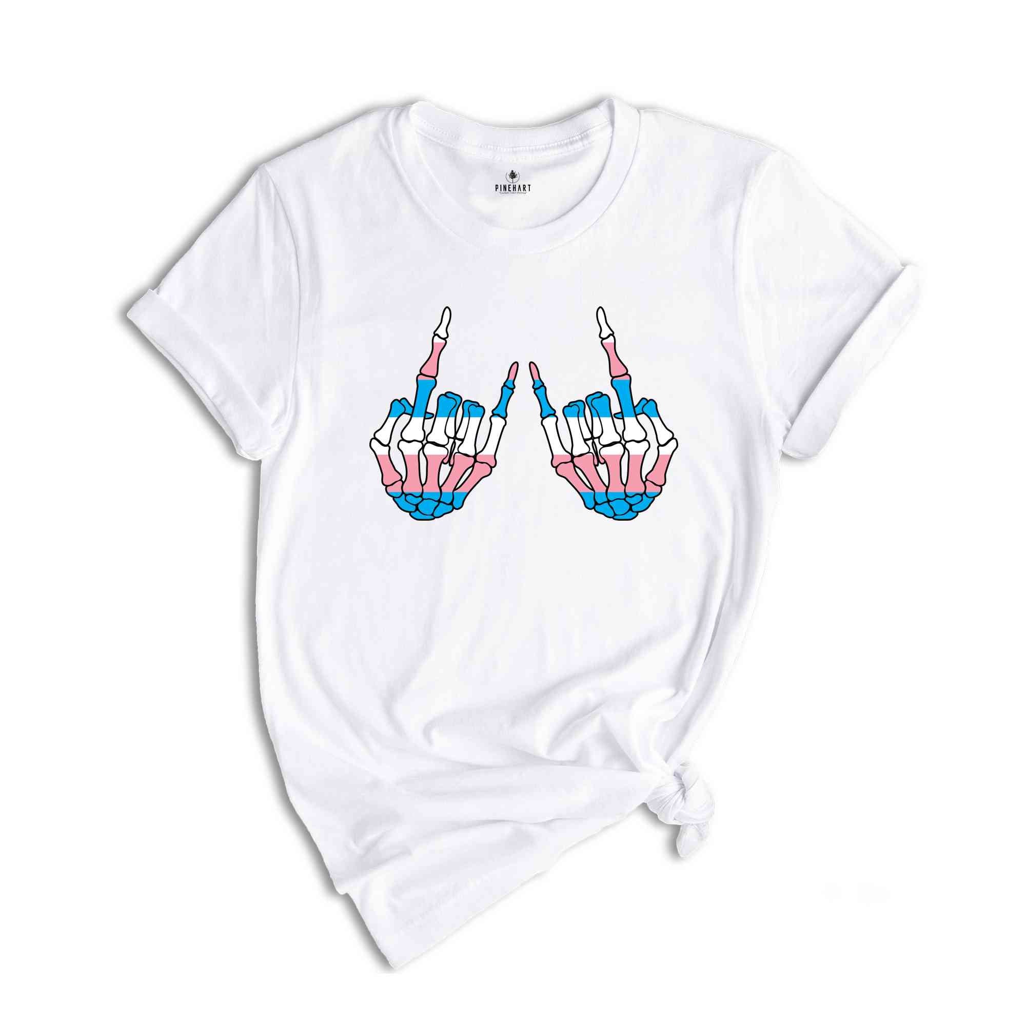 Skeleton Rock Hands Shirt, Trans Pride Shirt, Trans Flag Shirt, Support Trans Kids, LGBTQ Pride Shirt, Pride Ally Shirt, Trans Shirt