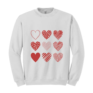 Cute Valentine Hearts Sweatshirt, Valentines Day , Valentine , Cute Valentine Gift, Cute Valentines Gift