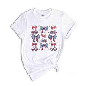 4th of July Bows Shirt, Coquette 4th of July Shirt, American Flag Shirt, USA Shirt, Coquette Bow Shirt