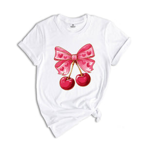 Coquette Valentine Heart Shirt, Valentine Day Shirt, Valentine Bow Shirt, Cherry Coquette core Shirt, Pink Valentine Day Shirt