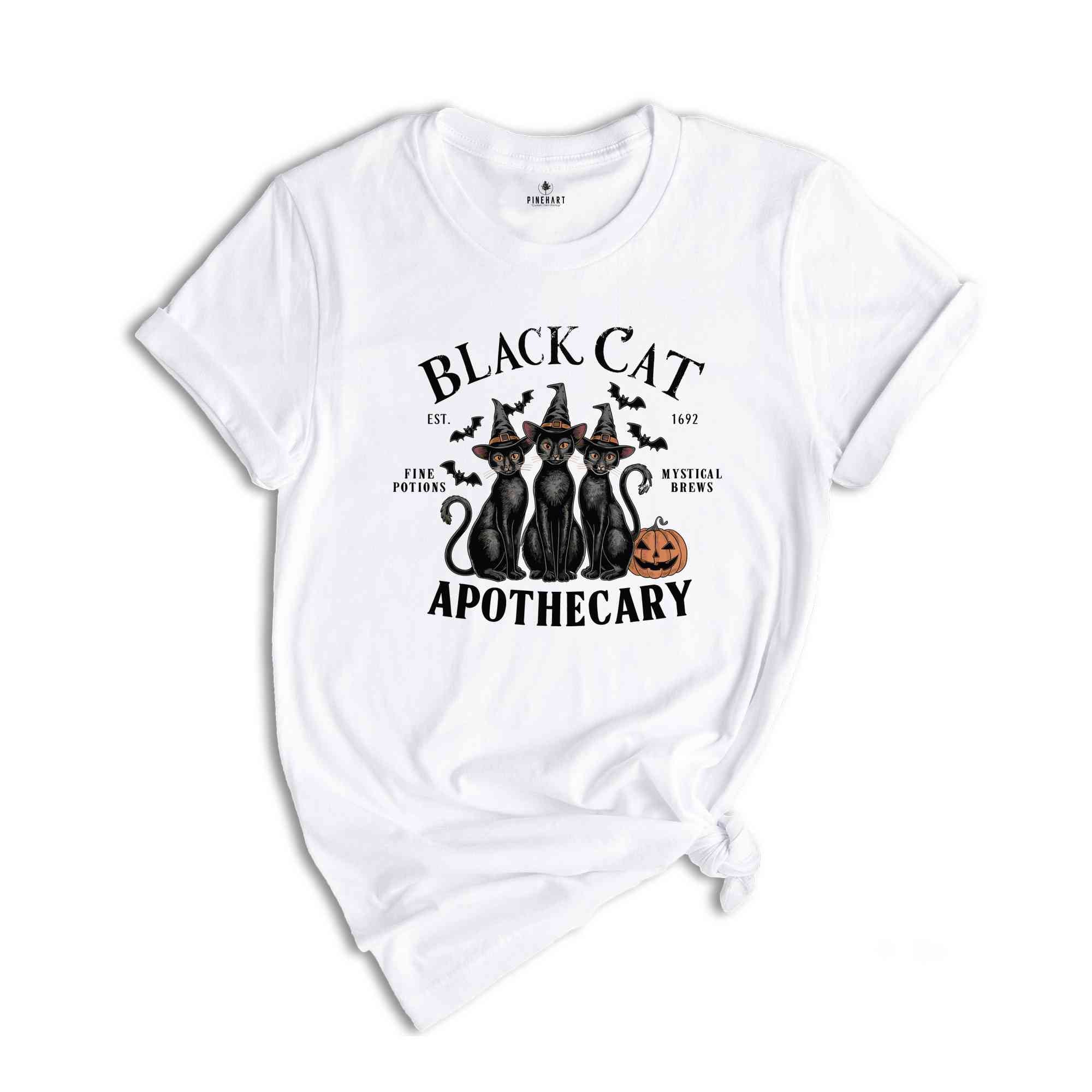 Black Cat Apothecary tshirt, Vintage Halloween Black Cat Shirt, Cat Lover Shirt, Retro Halloween Shirt, Halloween Shirt