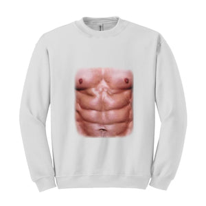 Chest Six Pack Muscles Sweatshirt, Bodybuilder , Funny Gym , Present Dad , Workout , Fitness Lover