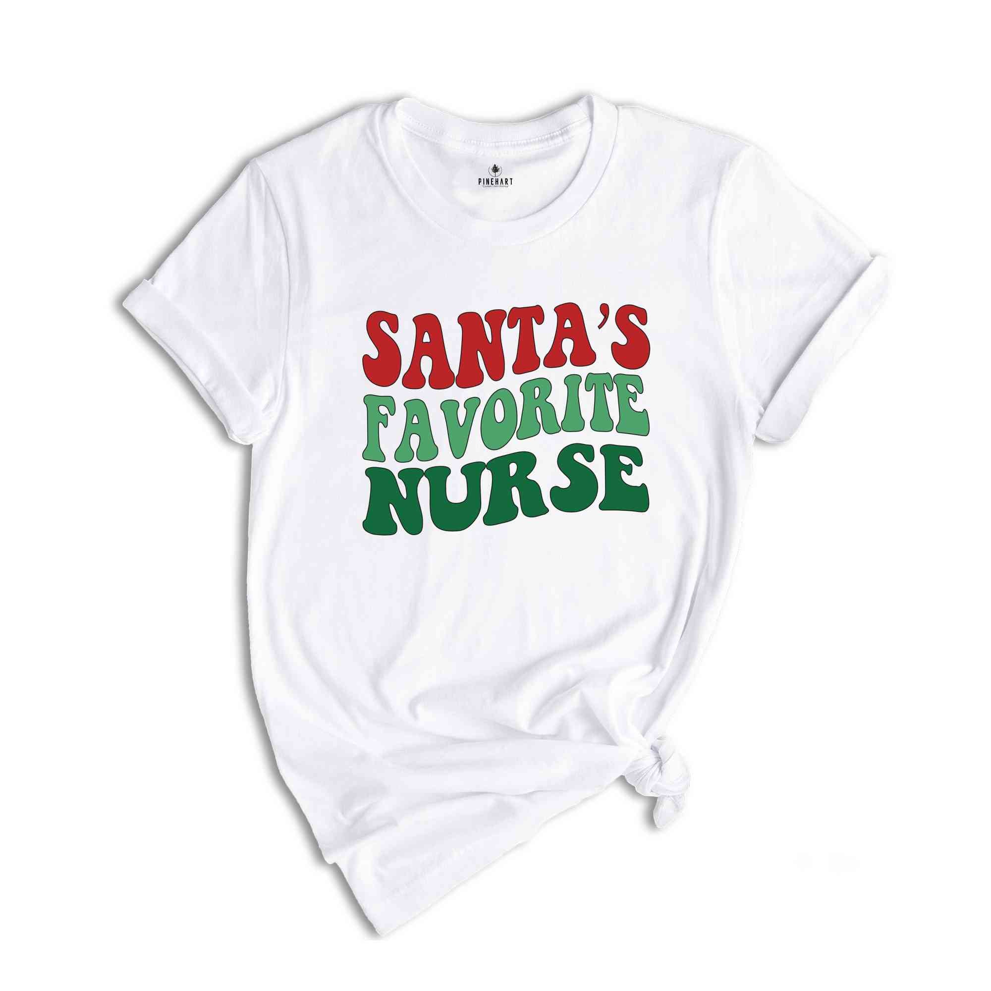 Santa’s Favorite Nurse Shirt, Christmas nurse tee, holiday nurse shirt, Nurse Shirt, Nurse Holiday Gift, Cute Santa Shirt, Retro Santa Shirt