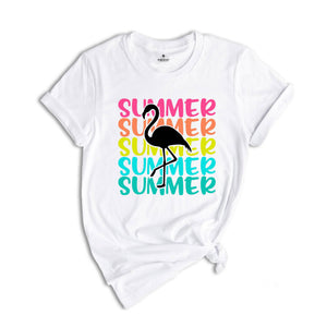 Summer Flamingo Shirt, Summer Vacation T-Shirt, Beach Shirt, Summer Tee, Summer Time Shirt, Tropical Shirt, Travel T-Shirt, Beachy Shirts