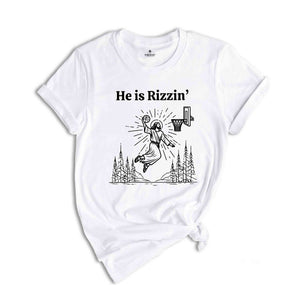 He is Rizzin Funny Easter Shirt of Jesus Playing Basketball, Retro Y2K Christian Faith Religious Shirt, Christian Easter Shirt