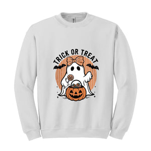 Trick Or Treat Sweatshirt, Retro Halloween Shirt, Halloween Gift, Ghost Sweatshirt, Halloween Costume, Fall Sweater, Spooky Season Tee