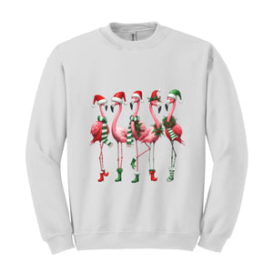 Flamingo Christmas Sweatshirt, Christmas Sweater, Christmas Gifts For Flamingo Lovers, Merry Christmas Hoodie