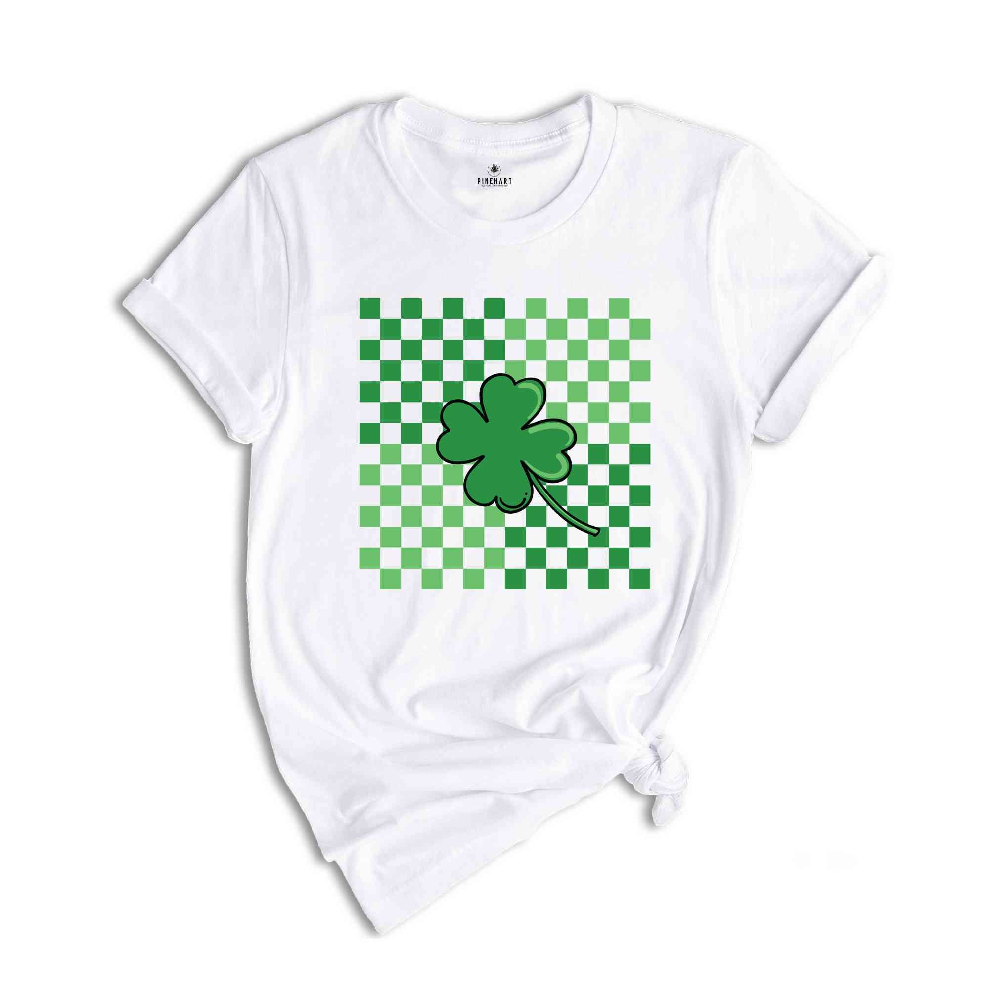 St Patricks Day Shirt, Clover Shirt, Retro Checkered St Patrick Shirt, St Patricks Clover Shirt, Shamrock Shirt, Gift For St Patricks