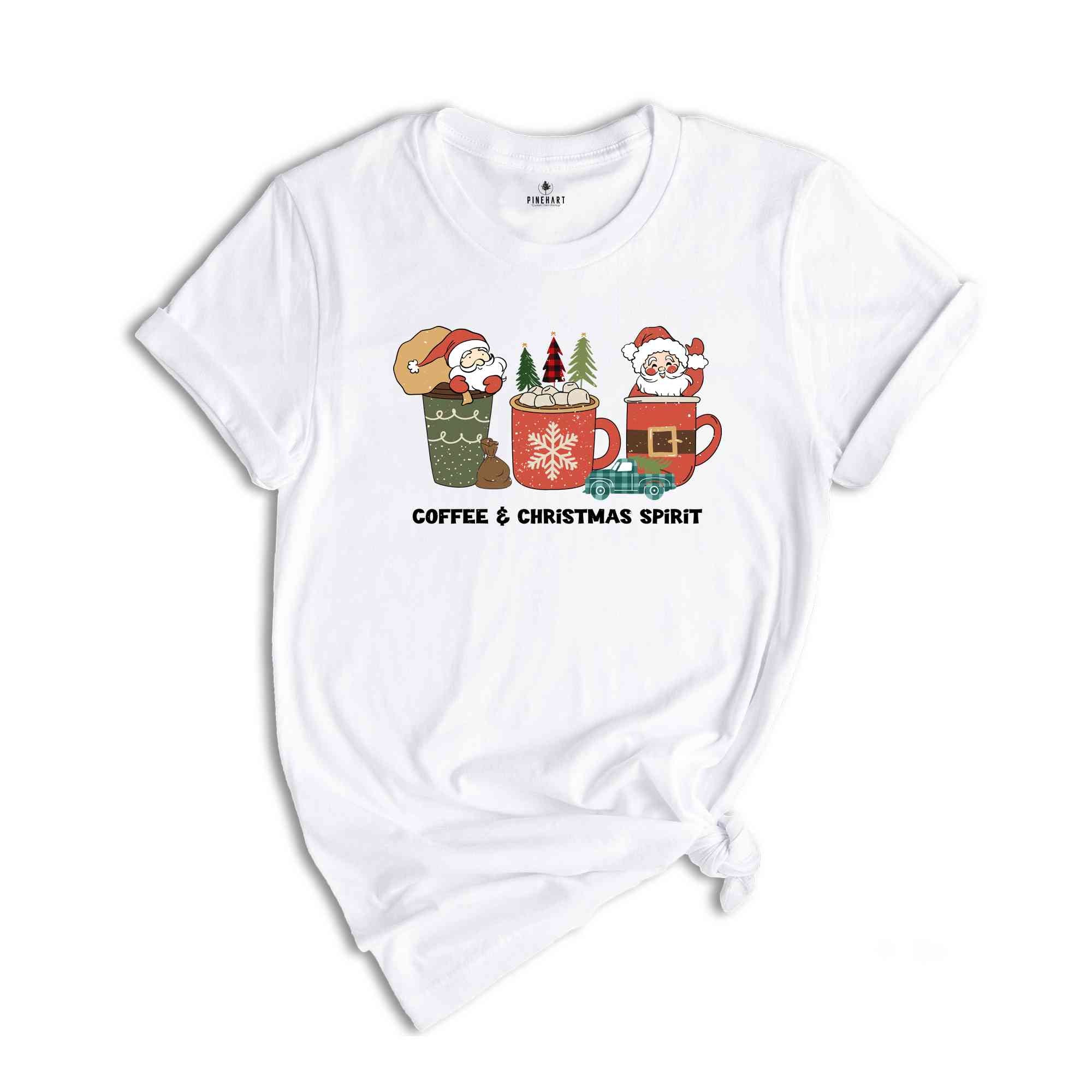 Coffee & Christmas Spirit Shirt, Santa Shirt, Christmas Tree Shirt, Christmas Pajamas, New Year Shirt, Christmas Gift, Holiday Shirt