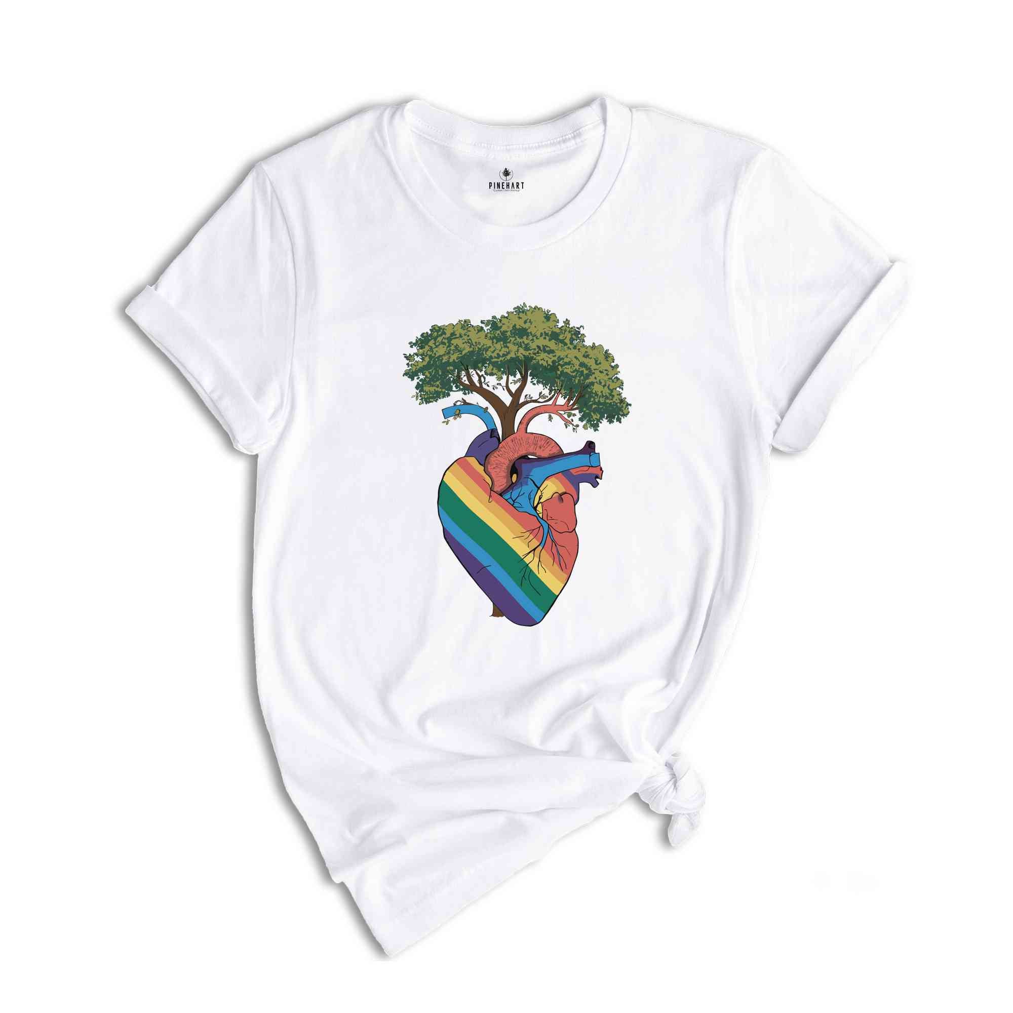 Progress Pride Shirt, Rainbow Pride Flag Gift, LGBT Shirt, Pride Month Festival Shirt, Inclusive Flag Shirt, Heart Tree of Life Shirt