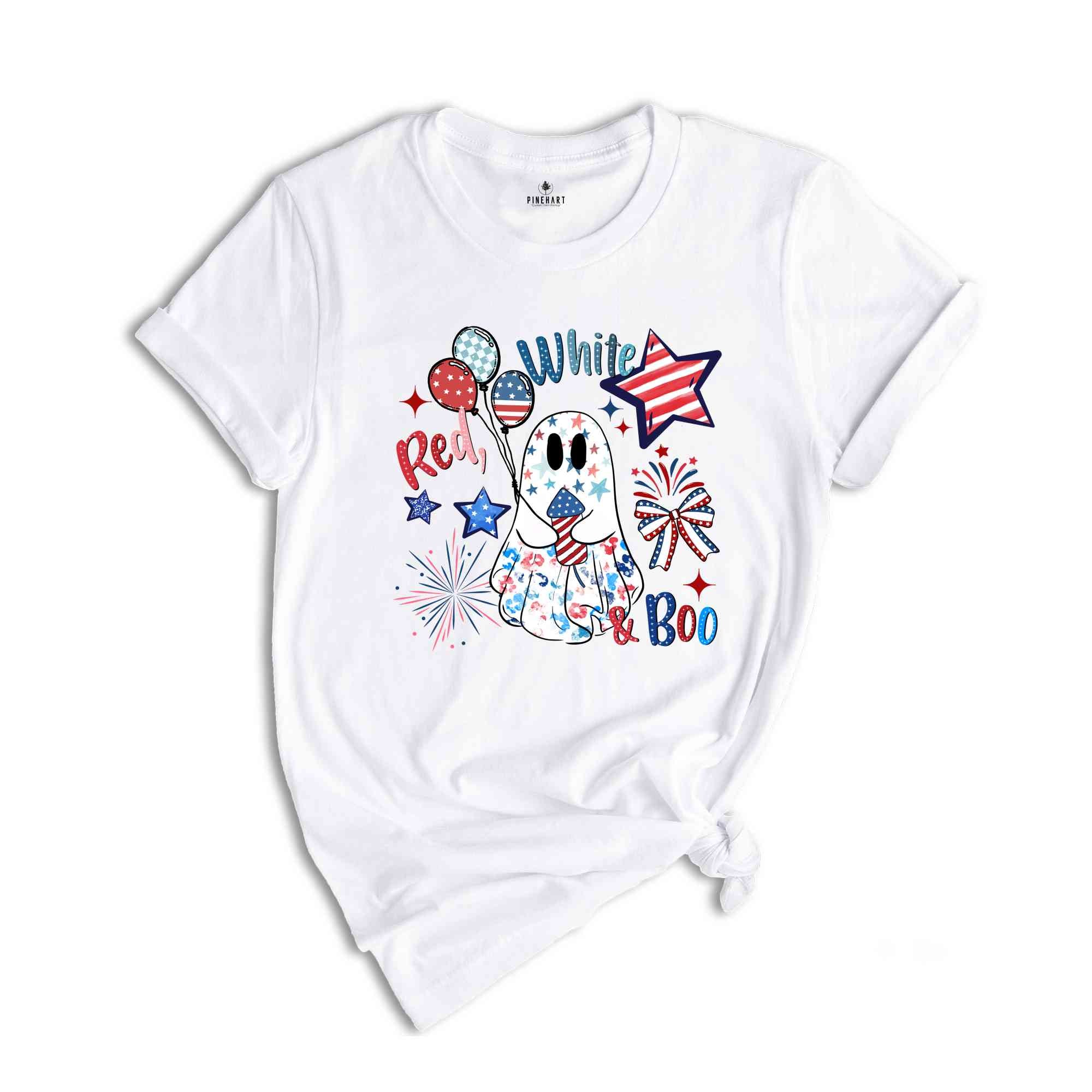 Red White Boo Shirt, Cute 4th Of July Shirt, 4th Of July Shirt, Independence Day Shirt, Patriotic Shirt, USA Shirt, America Shirt, Ghost Tee