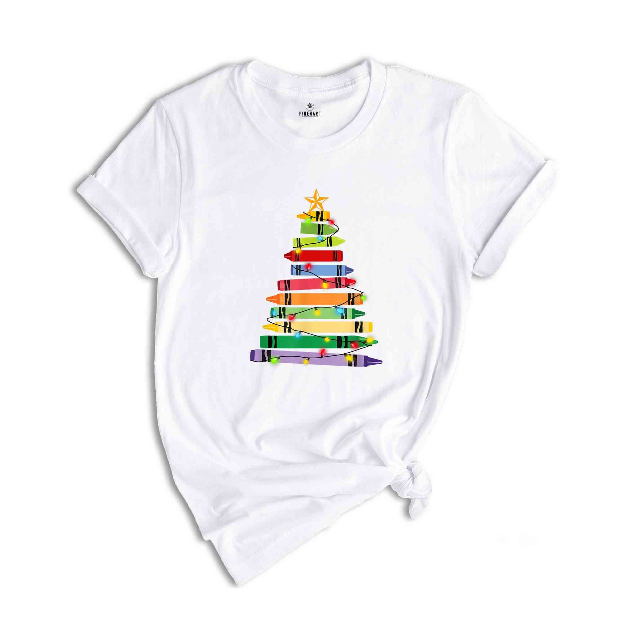 Teacher Crayon Christmas Tree Christmas Shirt, Gift For Teachers, Christmas Crayon Shirt, Teacher Shirt, Christmas Kindergarten Shirt