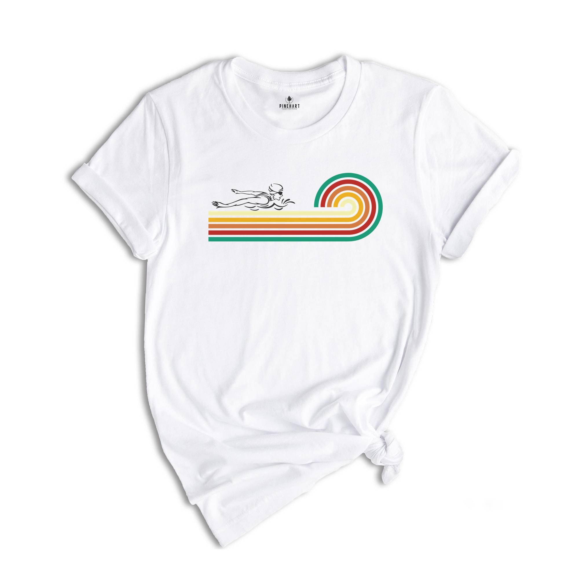 Retro Swimming Shirt, Gift For Swimmer, Rainbow Swimming Tee, Synchronized Swimming, Swim Team Tee, Gift For Swim Coach