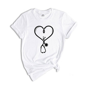 Heart Stethoscope Shirt, Valentine Nurse Tee, Valentine Doctor T-Shirt, Heart Stethoscope, Valentine Day Nurse Gift